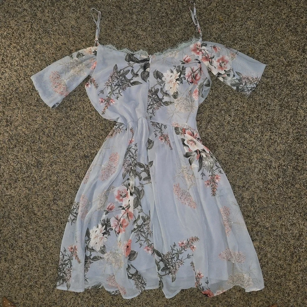 Lulus Floral Chiffon Dress – Light Blue, Size XL - Picture 4 of 6